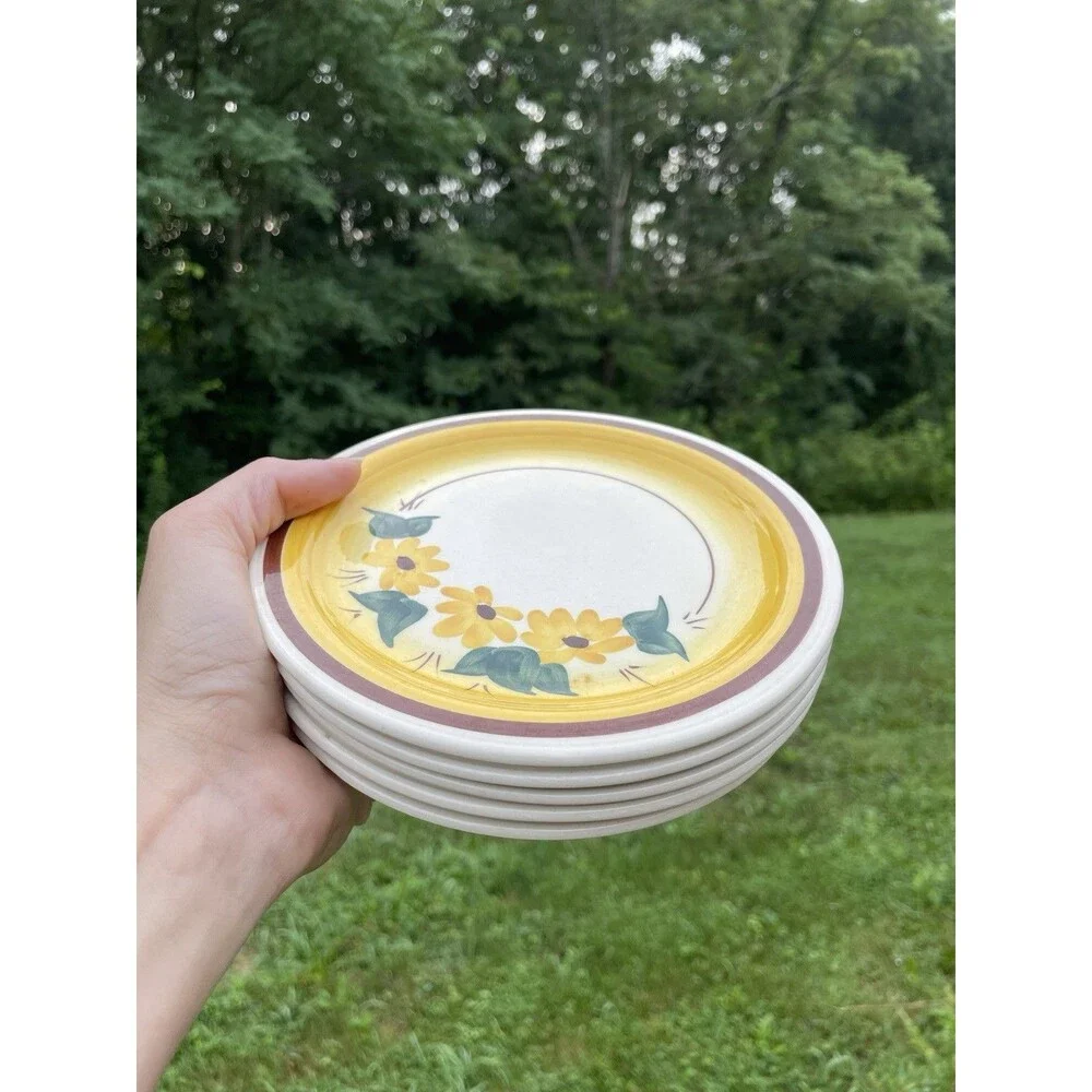 5 Vernon Kilns Brown Eyed Susan Bread Butter Plates 6.25